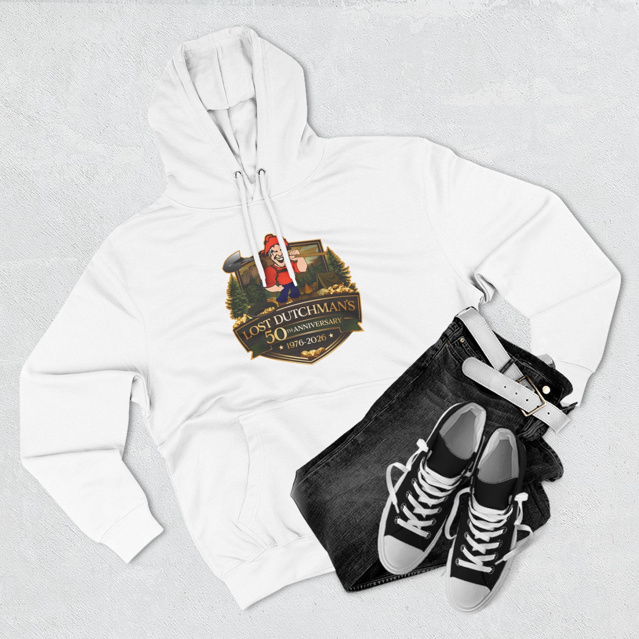 Lost Dutchman's 50th Anniversary Hoodie — Commemorative Desert Legend Graphic Hoodie